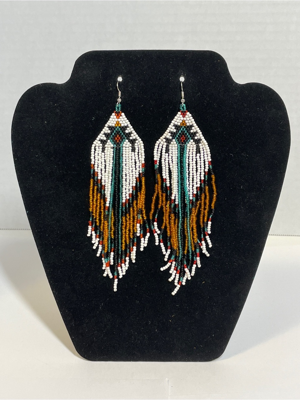 Tribal Native American Style Large Boho American Seed Beads Handmade Earrings